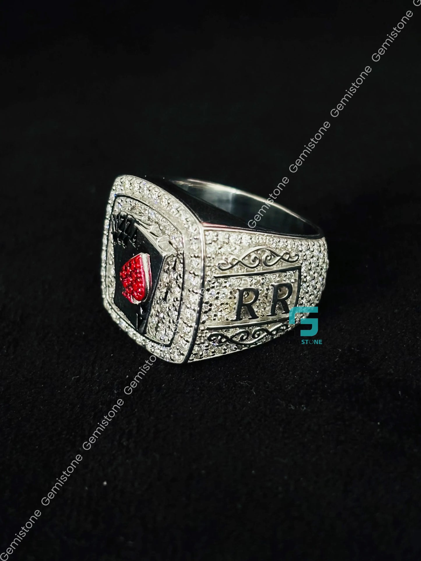 Foker Card Moissanite Hip Hop Studded Ring For Men