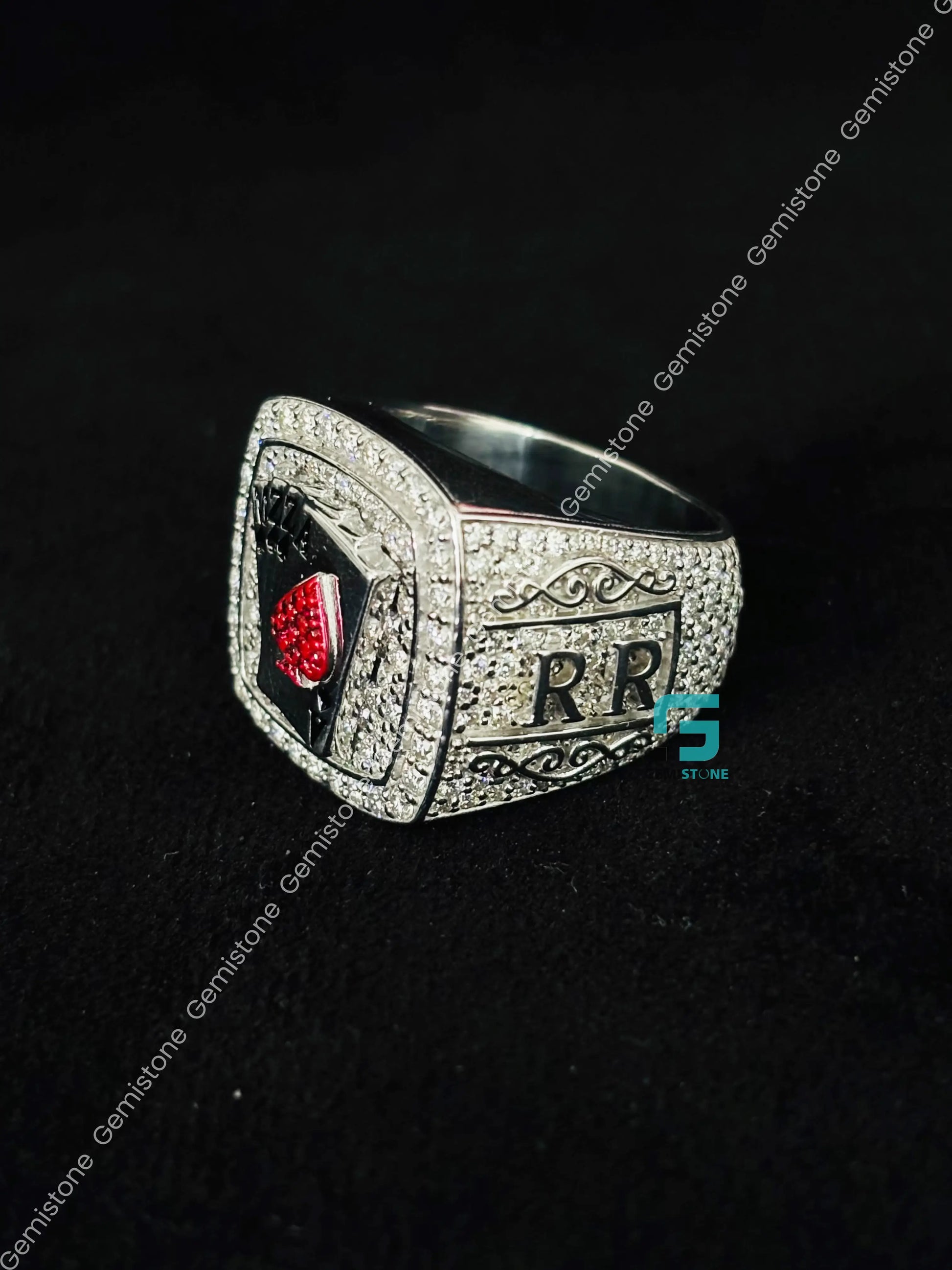 Foker Card Moissanite Hip Hop Studded Ring For Men