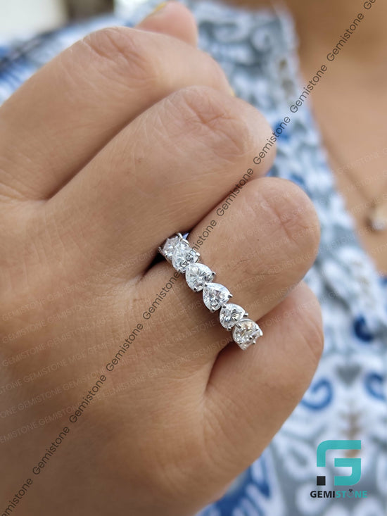 Full Eternity Heart Shape Moissanite Womens Wedding Band