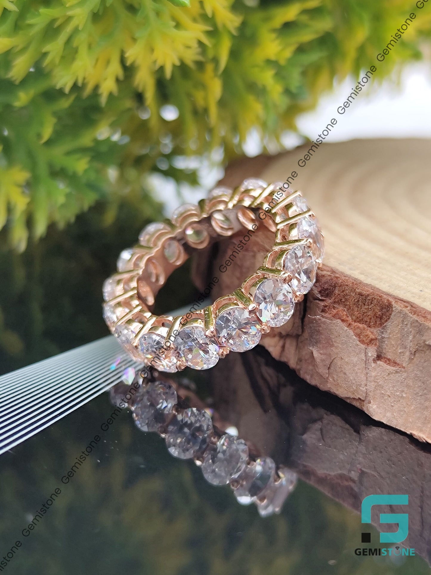 Womens Wedding Moissanite Diamond Oval Eternity Band