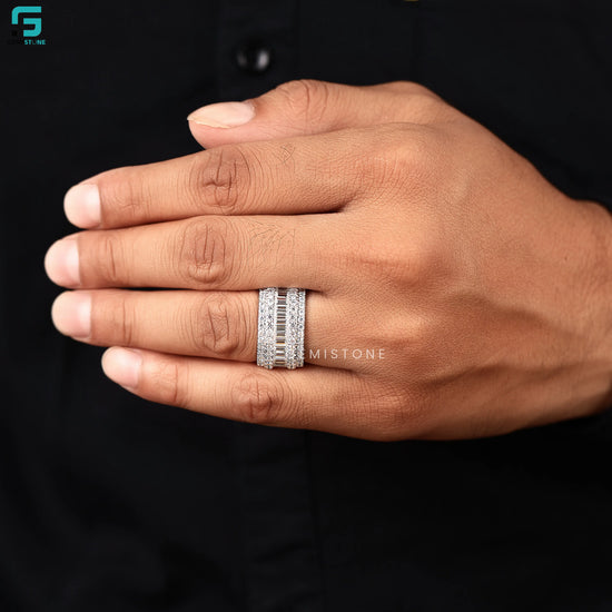 Full Eternity Baguette Diamond Five Row Wide Anniversary Band For Women