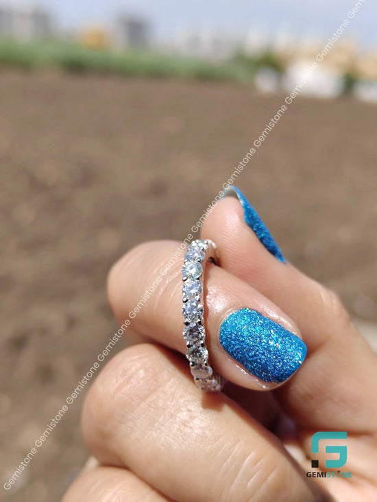 1 CTW Brilliant Round Cut Moissanite Wedding Stackable Band For Her