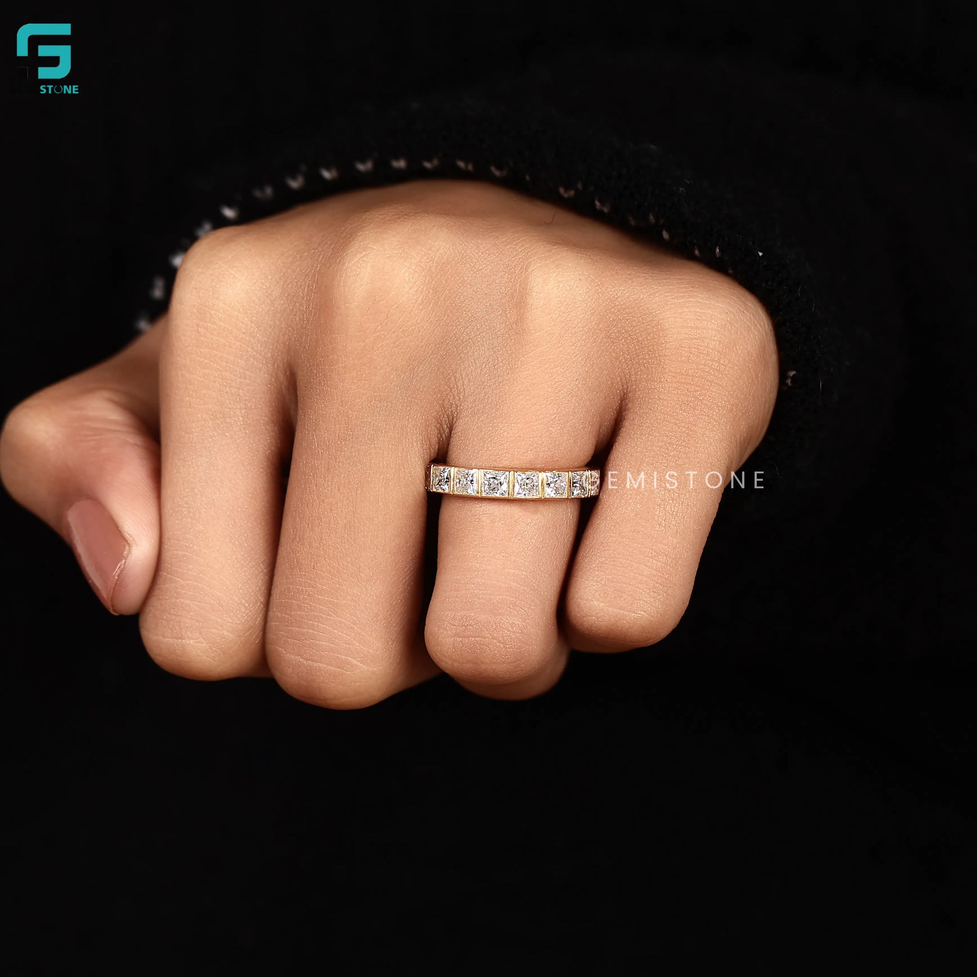 Full Eternity Princess Cut Wedding Ring Band