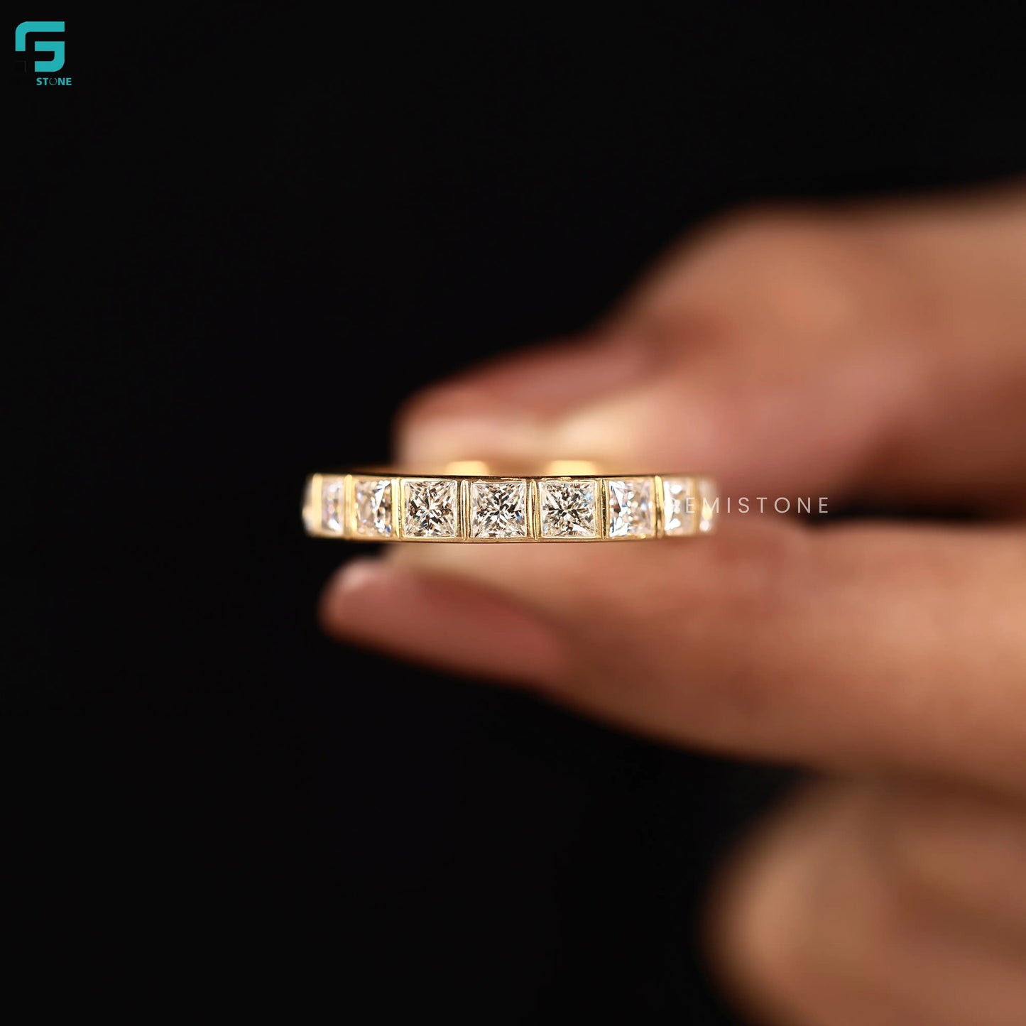 Full Eternity Princess Cut Wedding Ring Band For Women