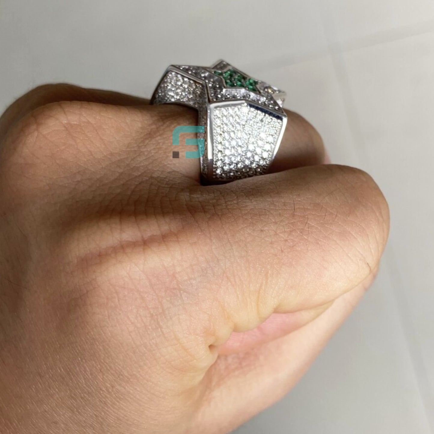 Full Eternity Diamond Star Ring For Men 10K White Gold
