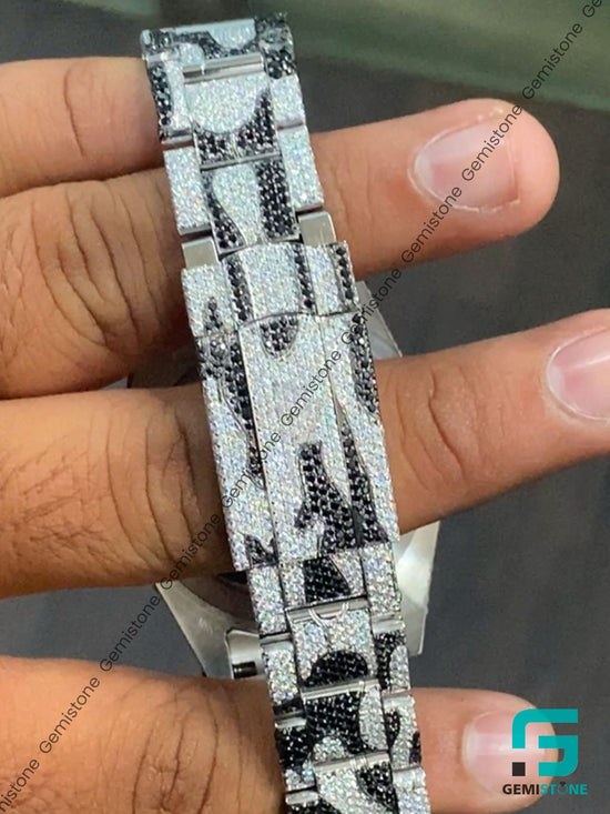 Fully-Zebra-Pettern-Moissanite-Watch