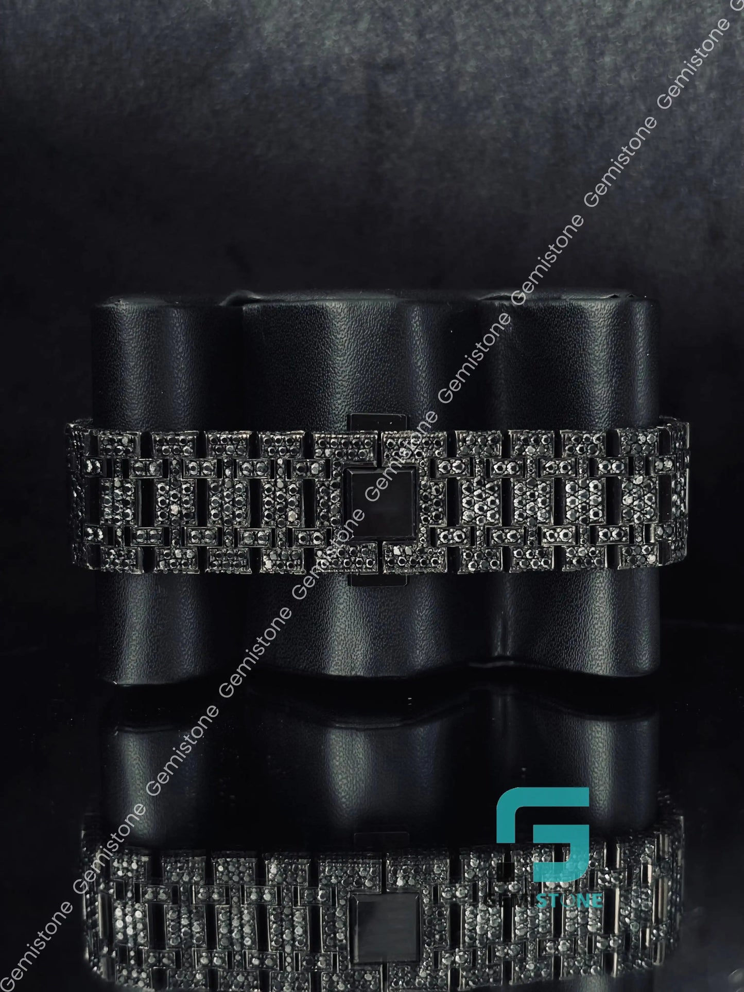 Royal Oak Fully Iced Out Onyx Black Moissanite Watch