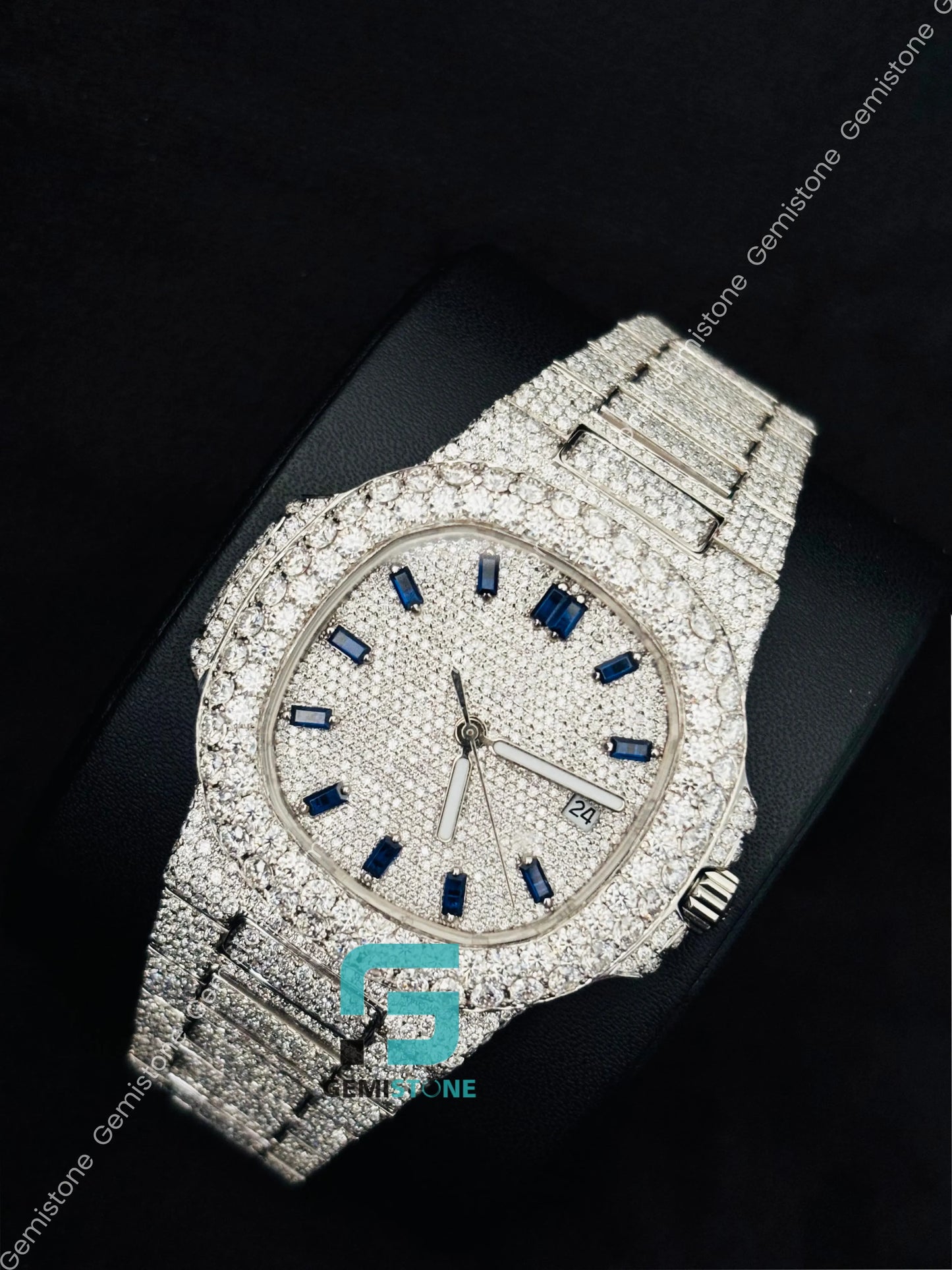 Fully Iced Out Moissanite Patek Watch