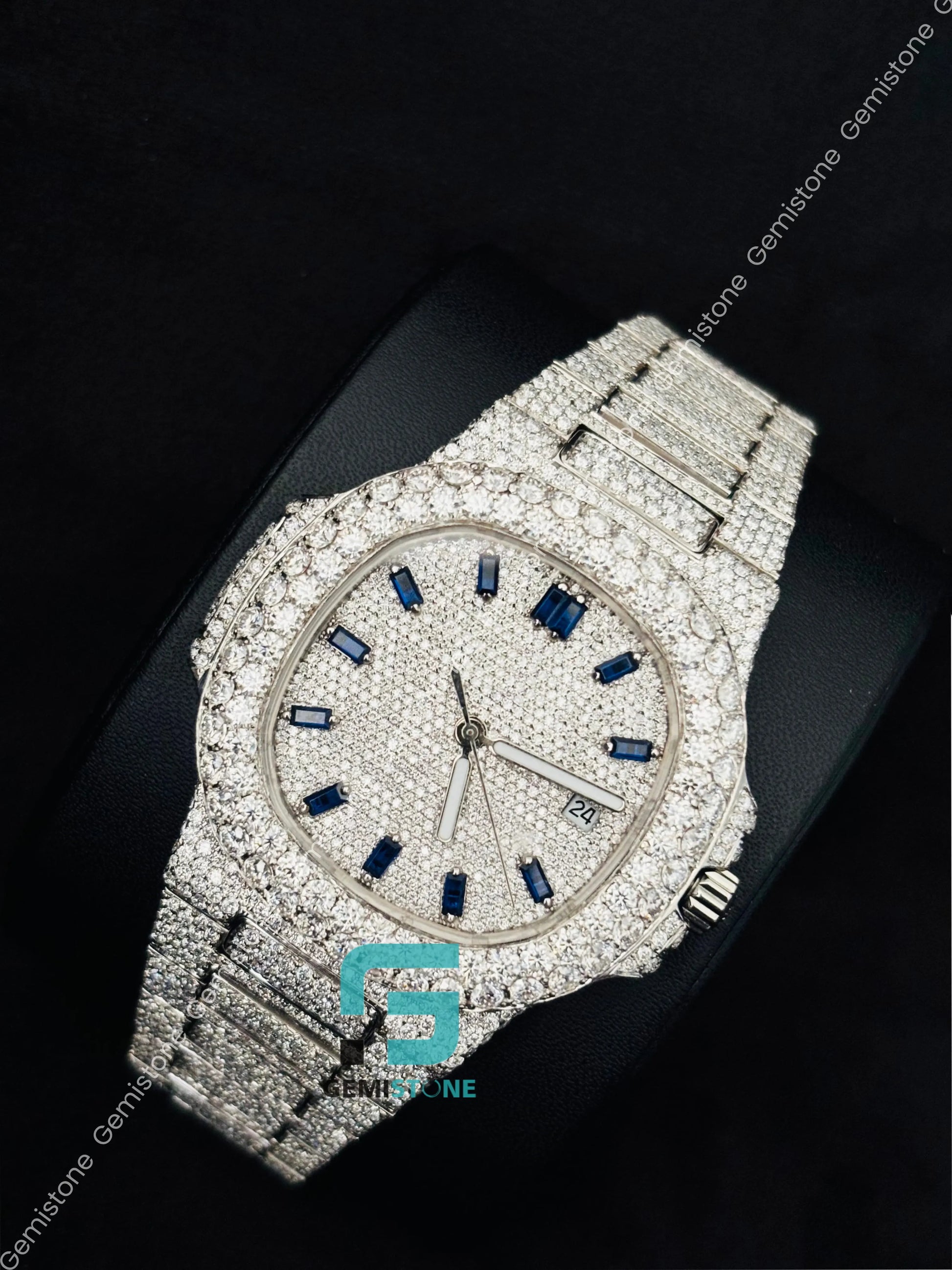 Fully Iced Out Moissanite Patek Watch