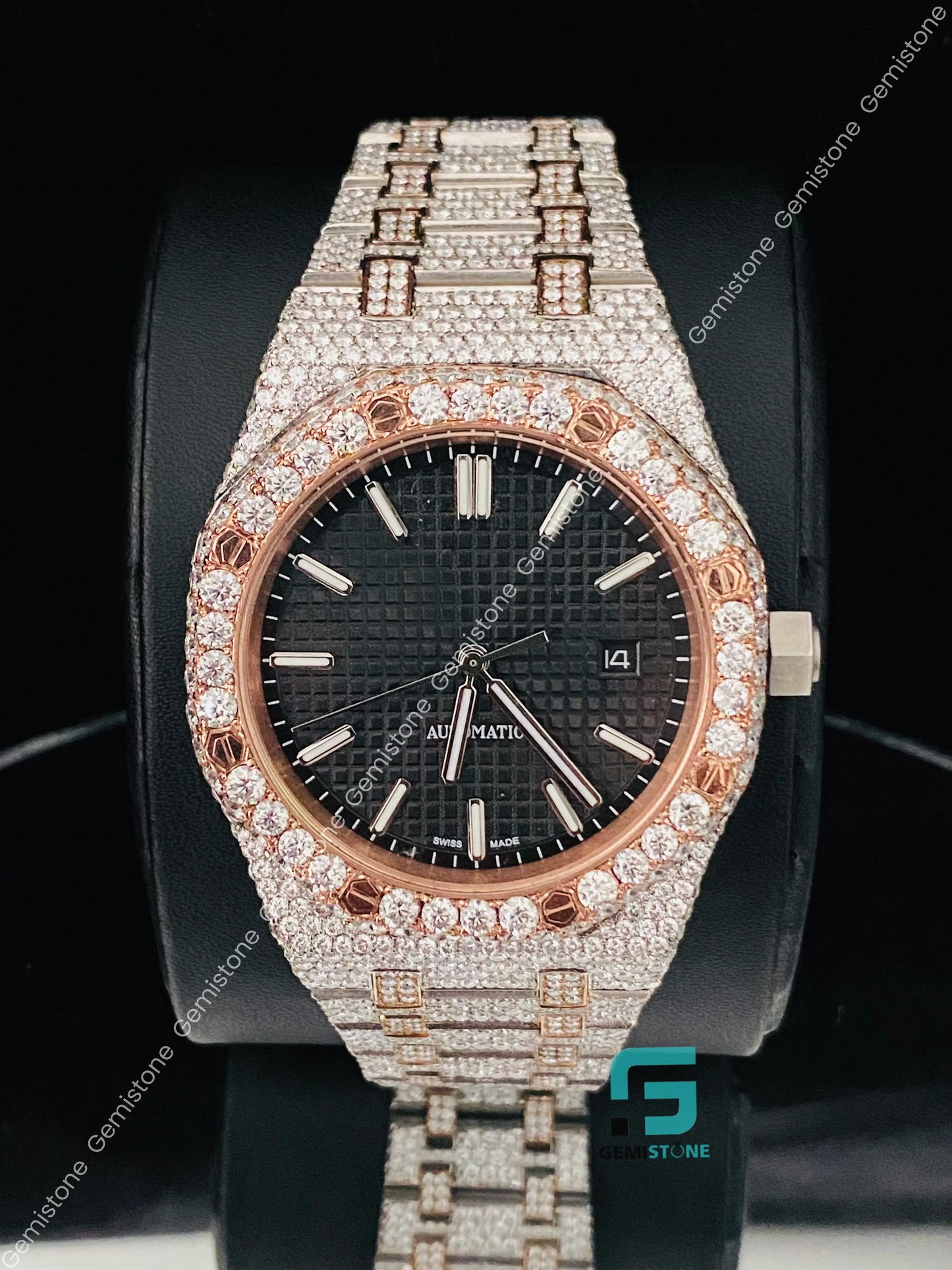 Fully Iced Out Two Tone Moissanite Watch For him
