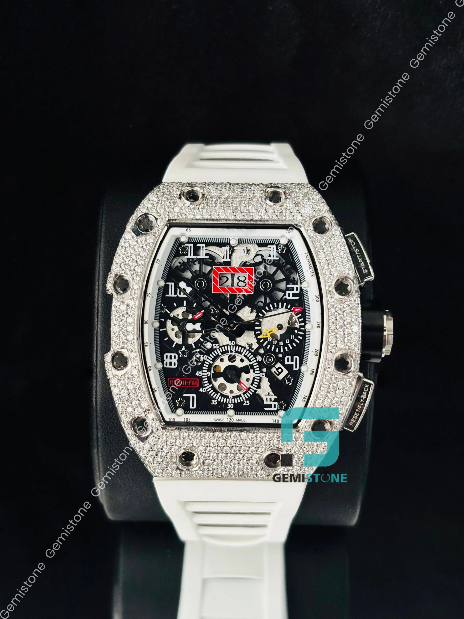 Fully White Skeleton Richard Mille Moissanite Watch