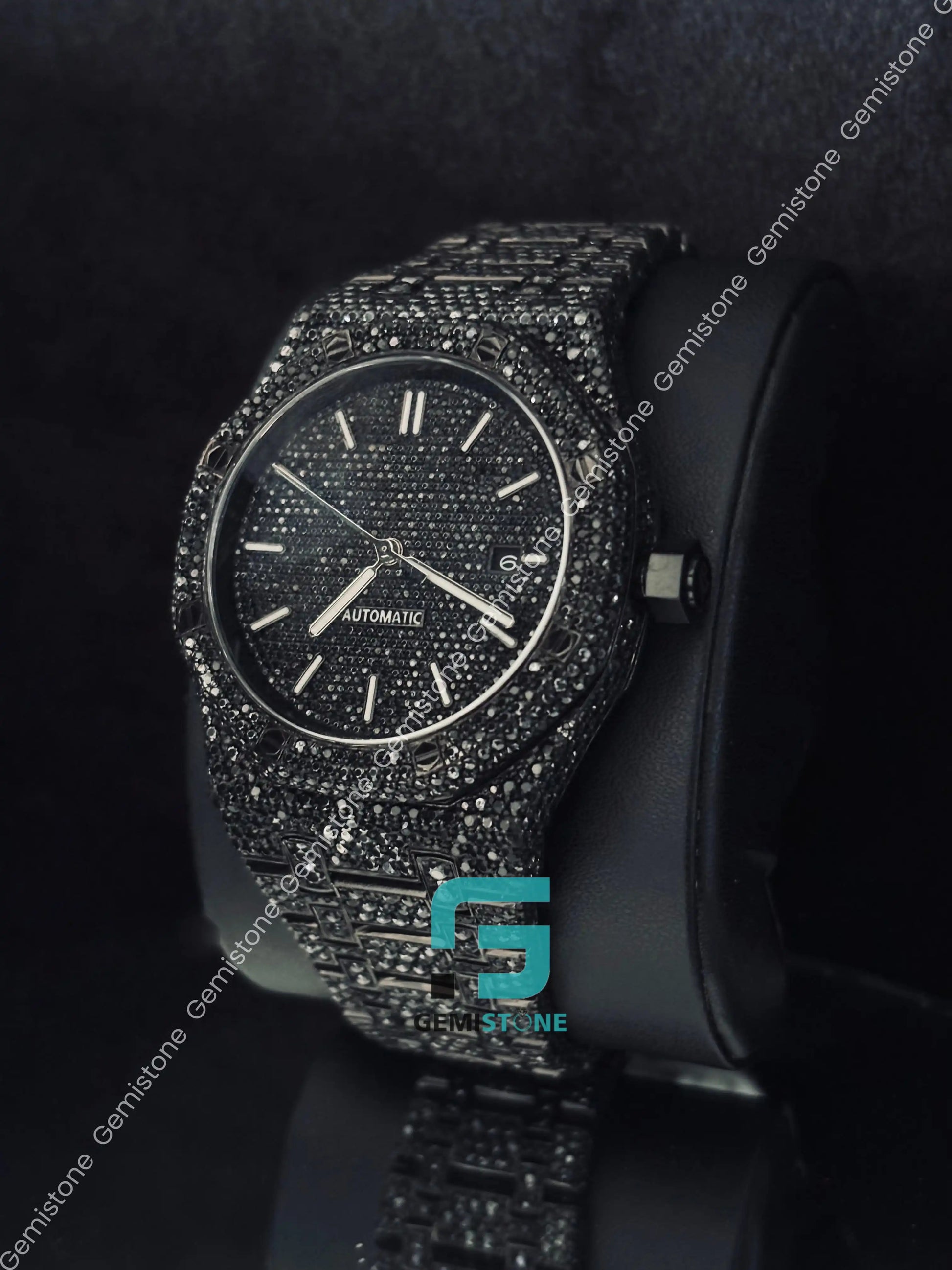 Fully Black Onyx Moissanite AP Moissanite Watch
