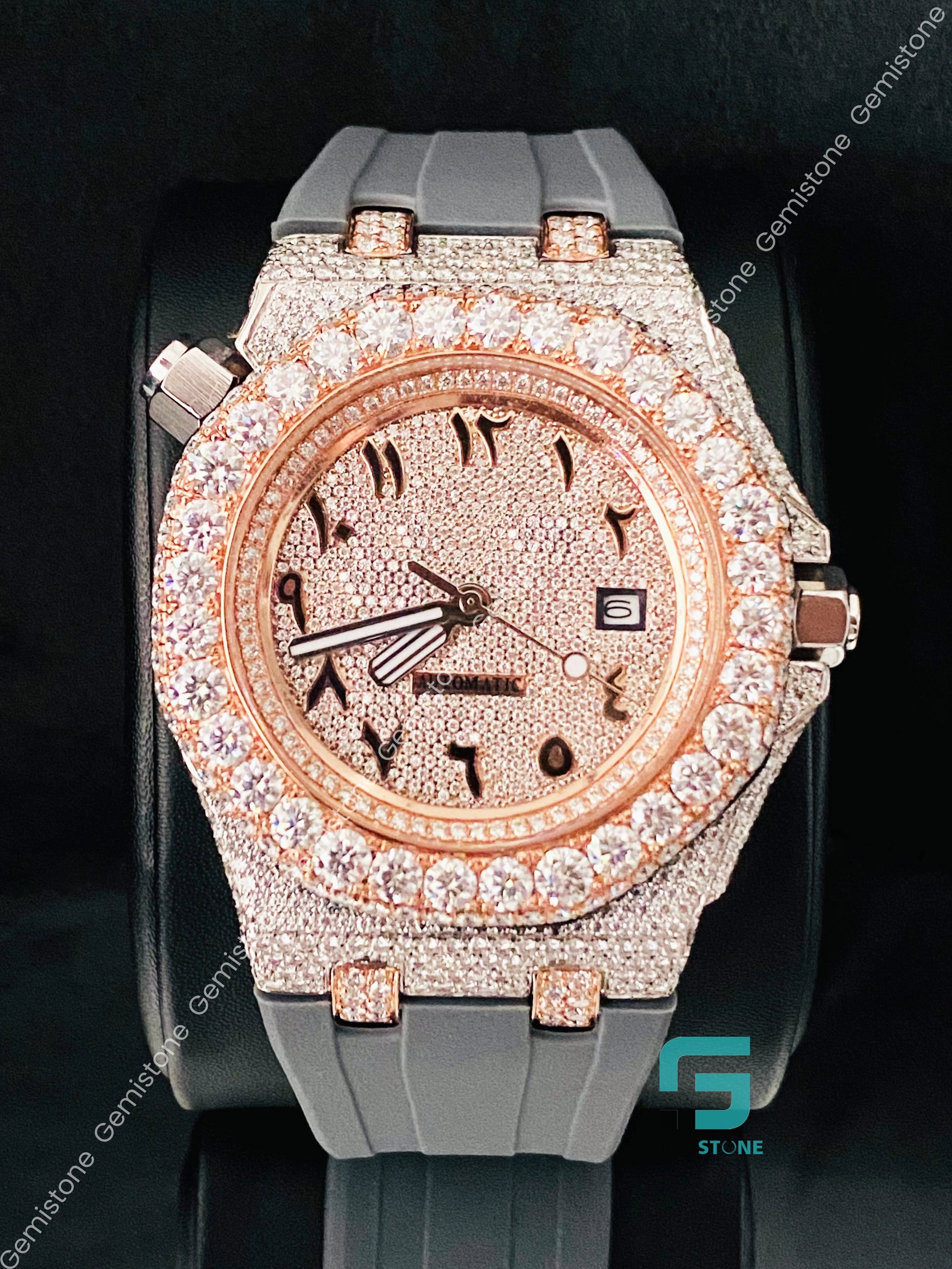 Fully Face Dial Moissanite Stone Watch For Men's