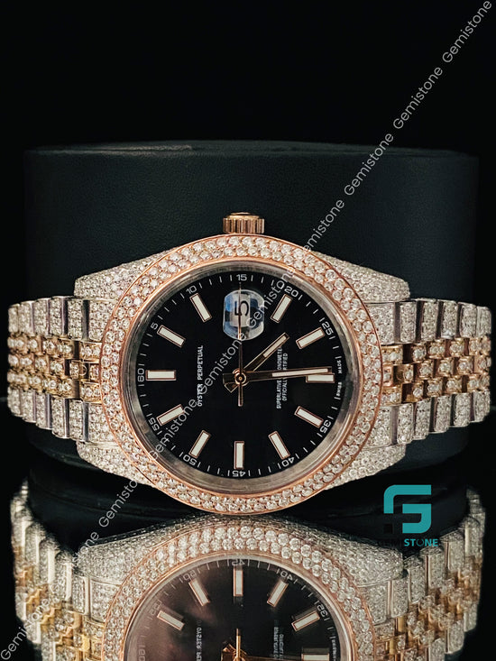 Fully Ice Out Two Tone Moissanite Watch