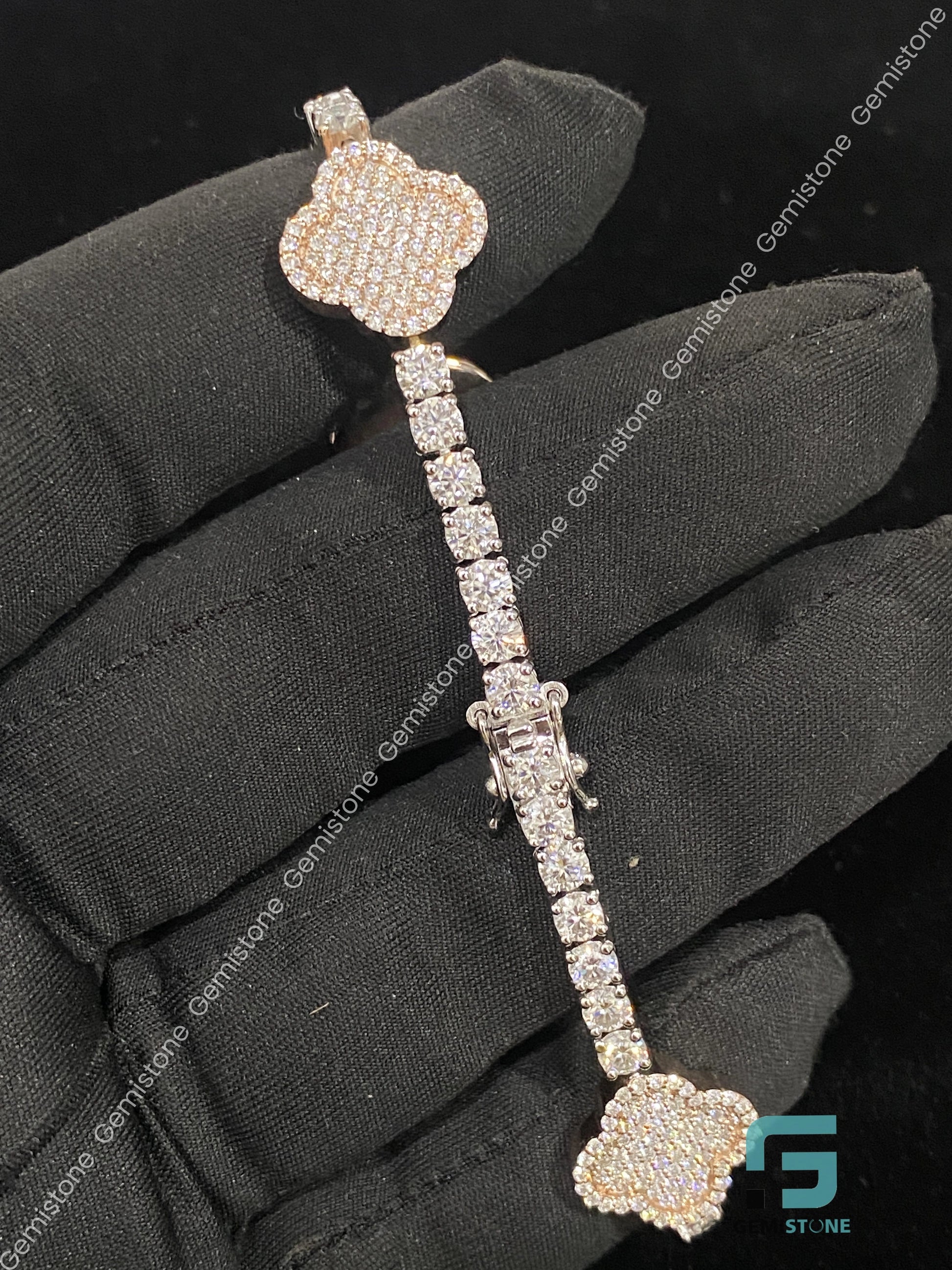 Fully Ice out Clover Moissanite Bracelet