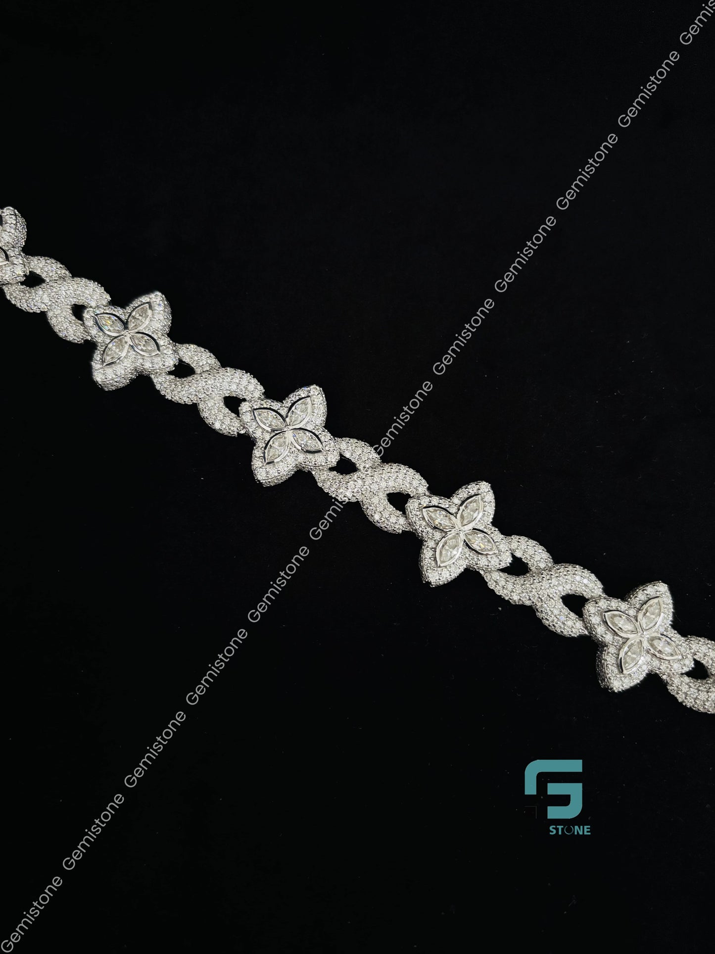 Fully Iced Out Moissanite Clover Bracelet