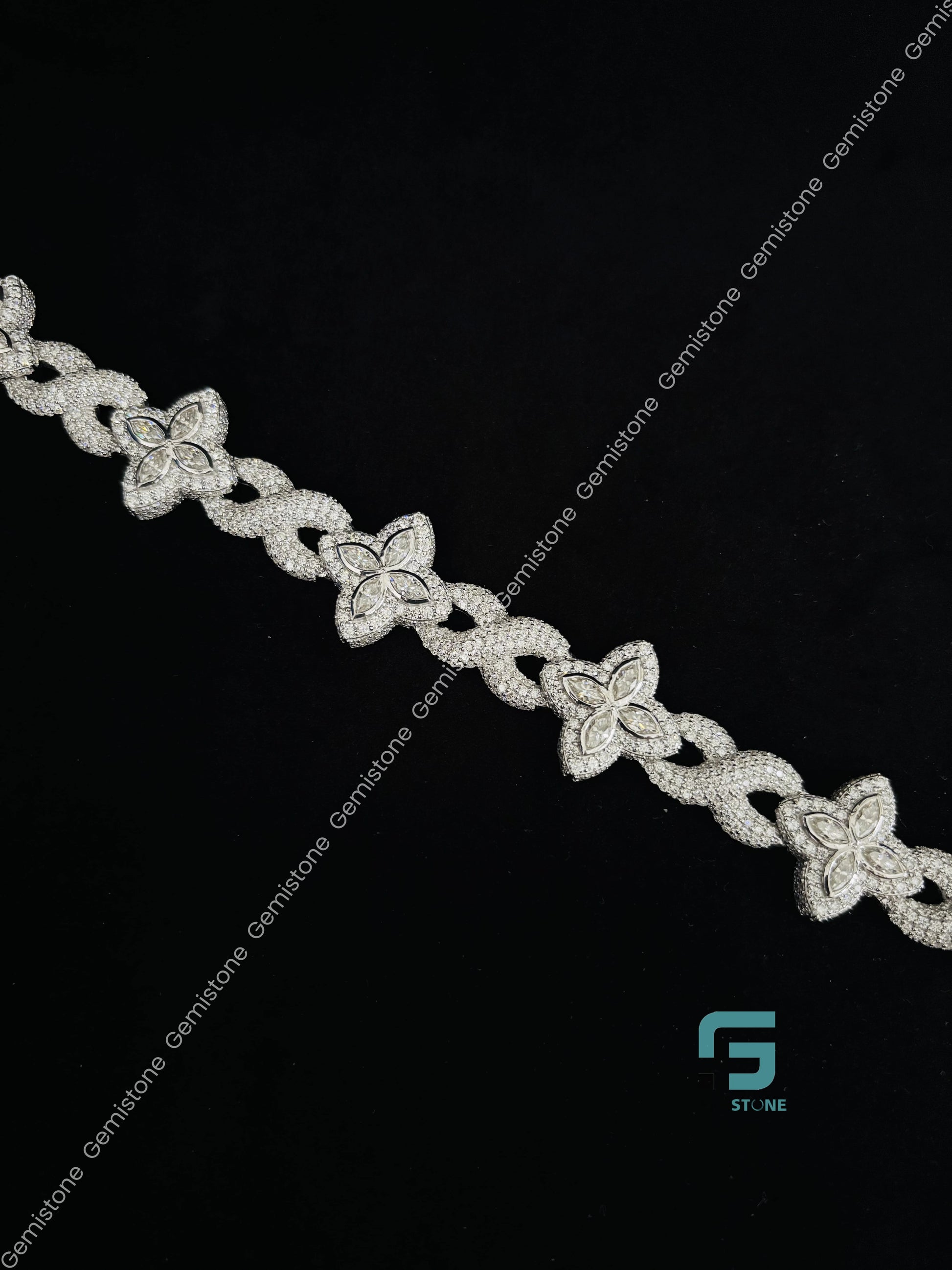Fully Iced Out Moissanite Clover Bracelet