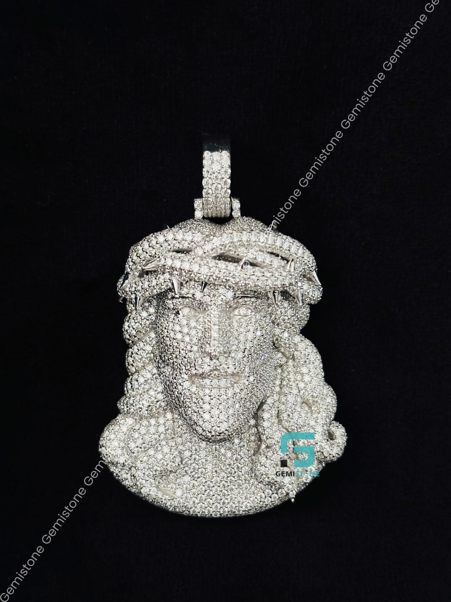 Fully Iced Out Moissanite Jesus Pendant 925 Silver