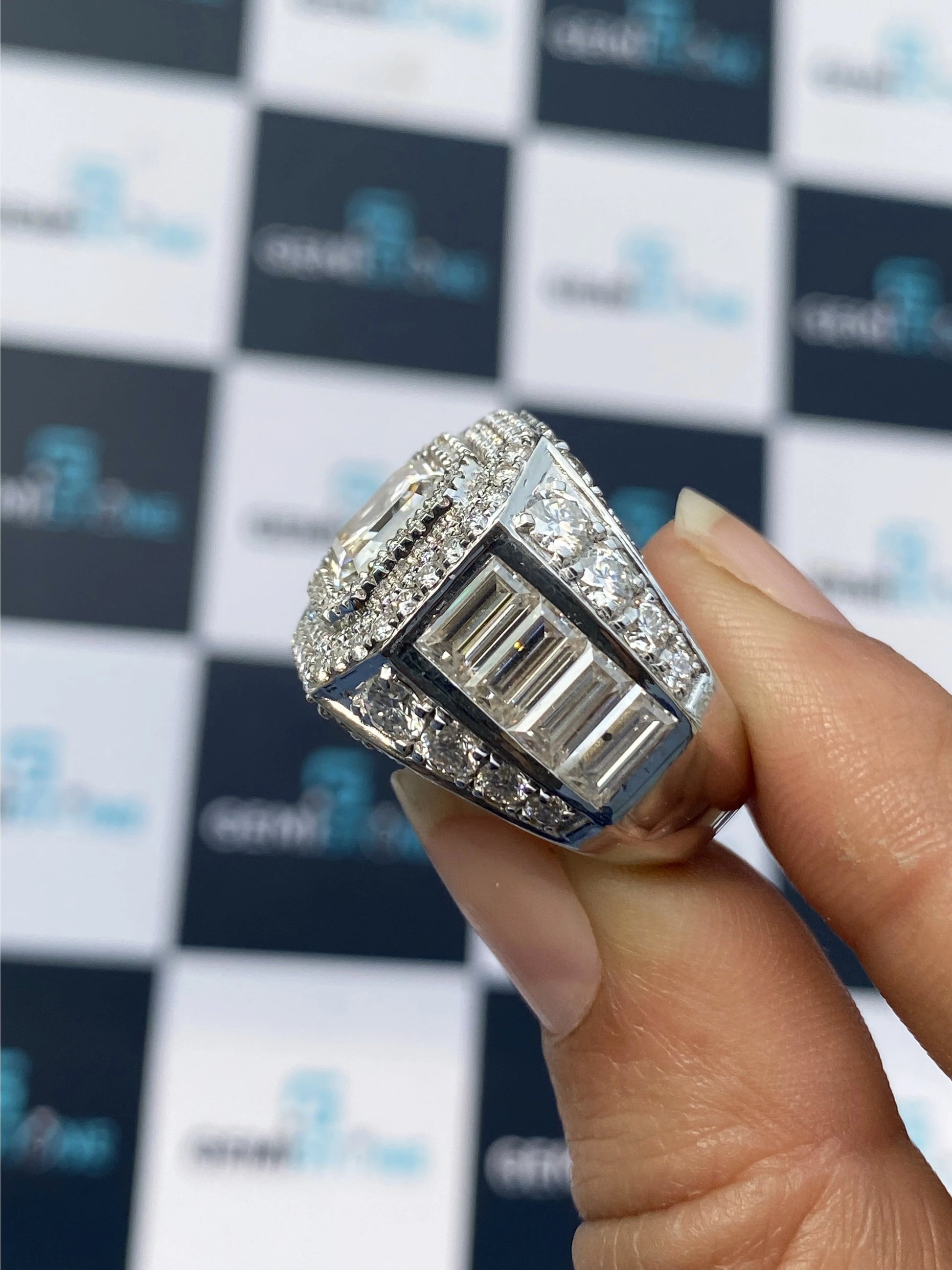 Fully Iced Out Rapper Moissanite Ring