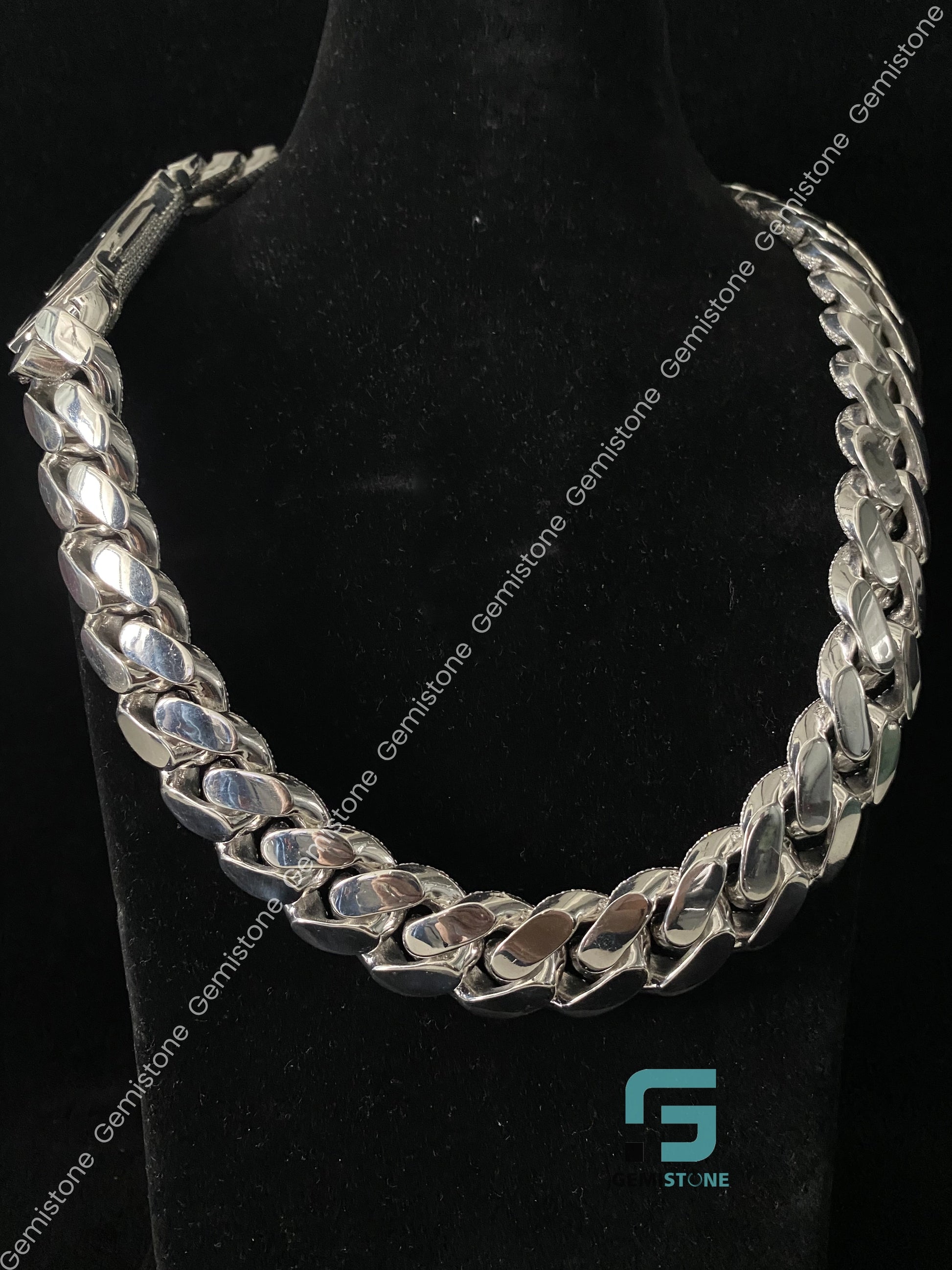 Fully Studded 925 24MM Moissanite Cuban Chain