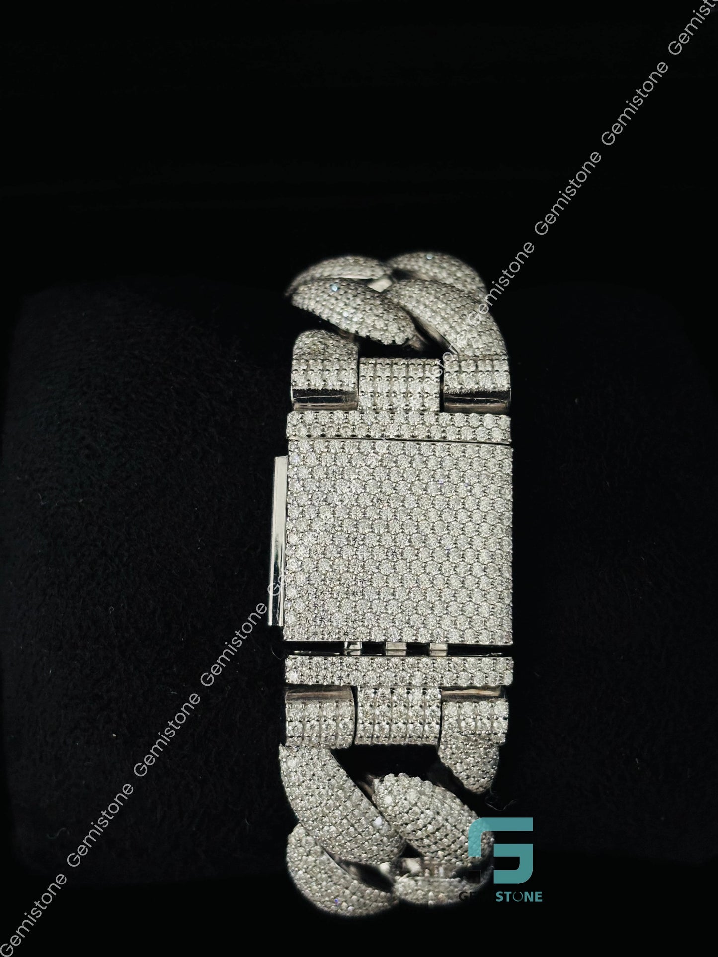 Fully Studded Cuban Link 925 Silver Bracelet