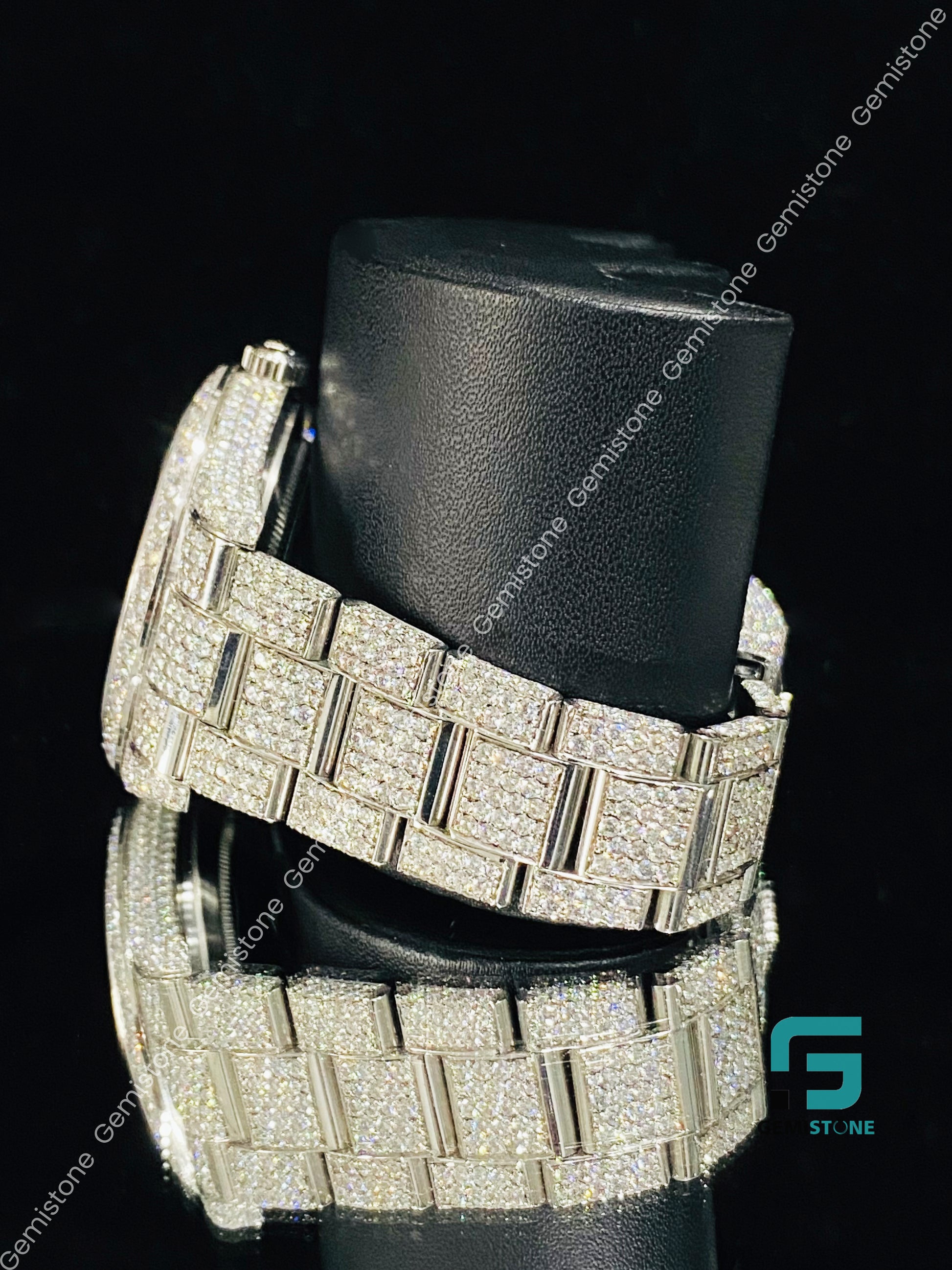 Fully Studded Dial Bar Moissanite Watch