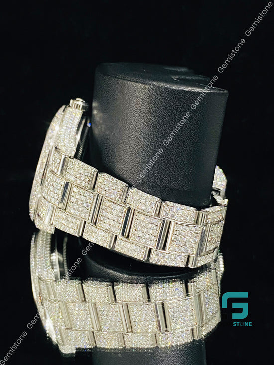 Fully Studded Dial Bar Moissanite Watch