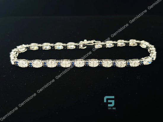 Fully Studded Green White Diamond Tennis Bracelet