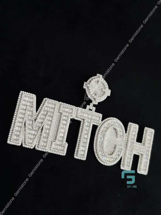 Fully Studded Moissanite Baguette Pendant