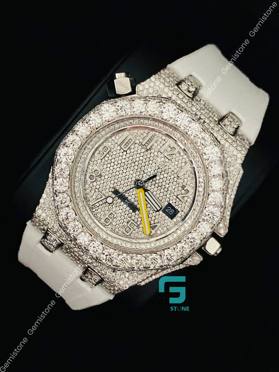 Fully Studded Moissanite Face Dial Watch for Men_s