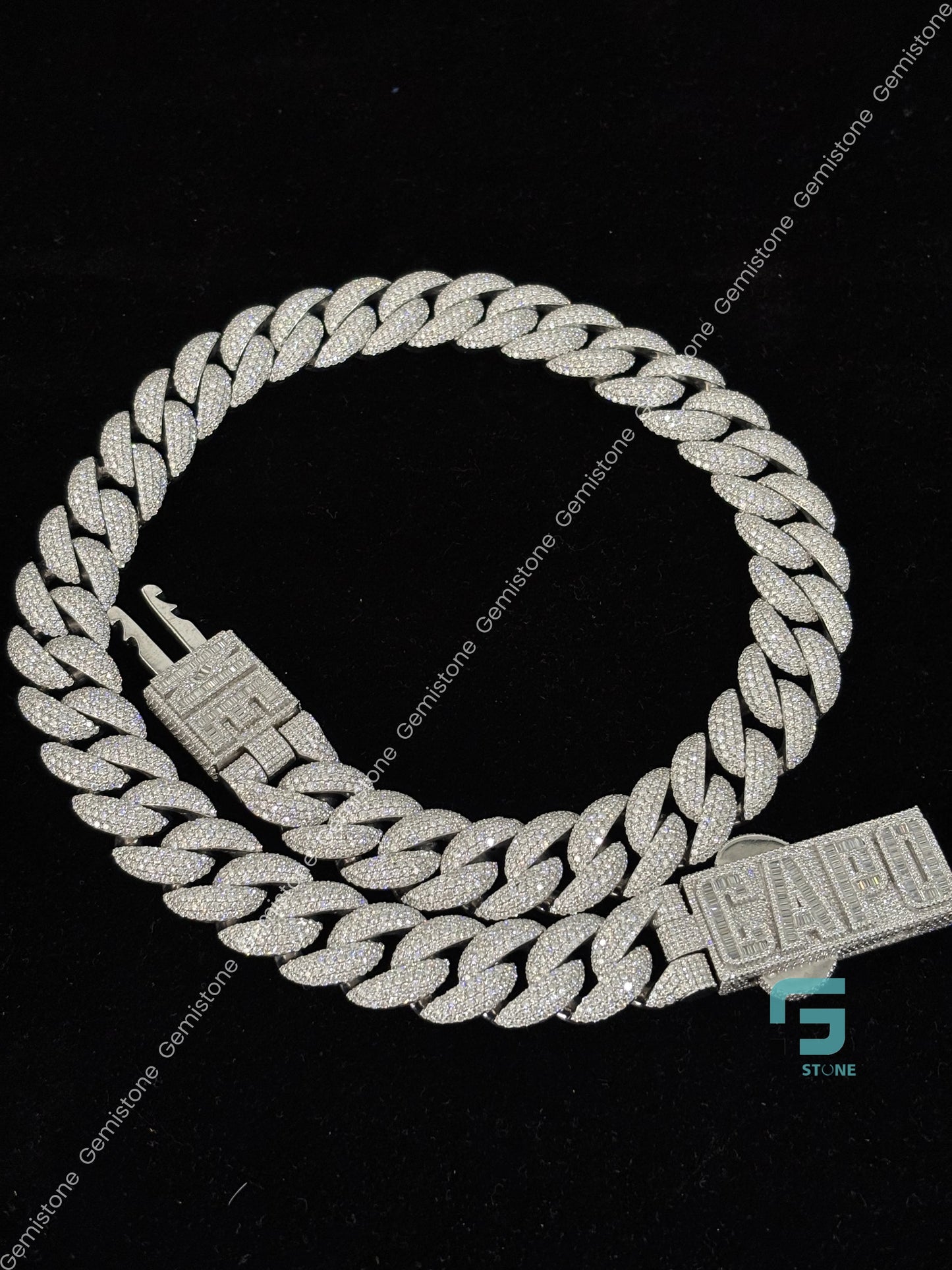 Fully Studded Moissanite Iced Out Cuban Link Custom Chain