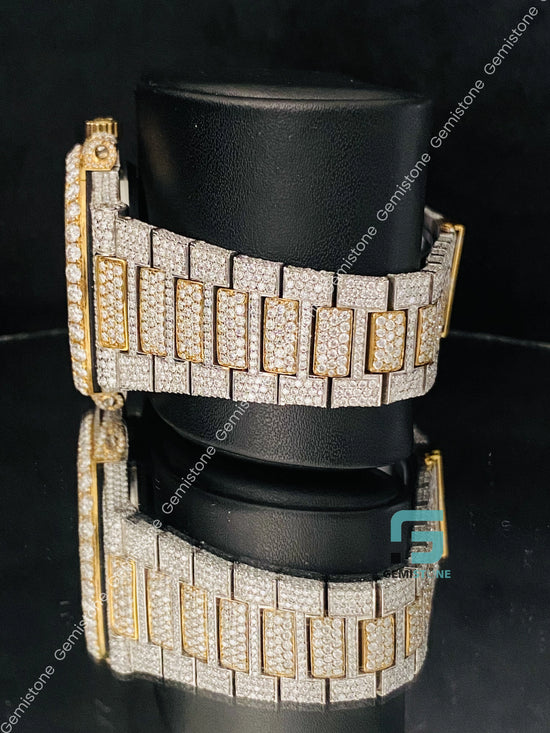 Fully Studded Moissanite Iced Out Dual Tone Watch for Men
