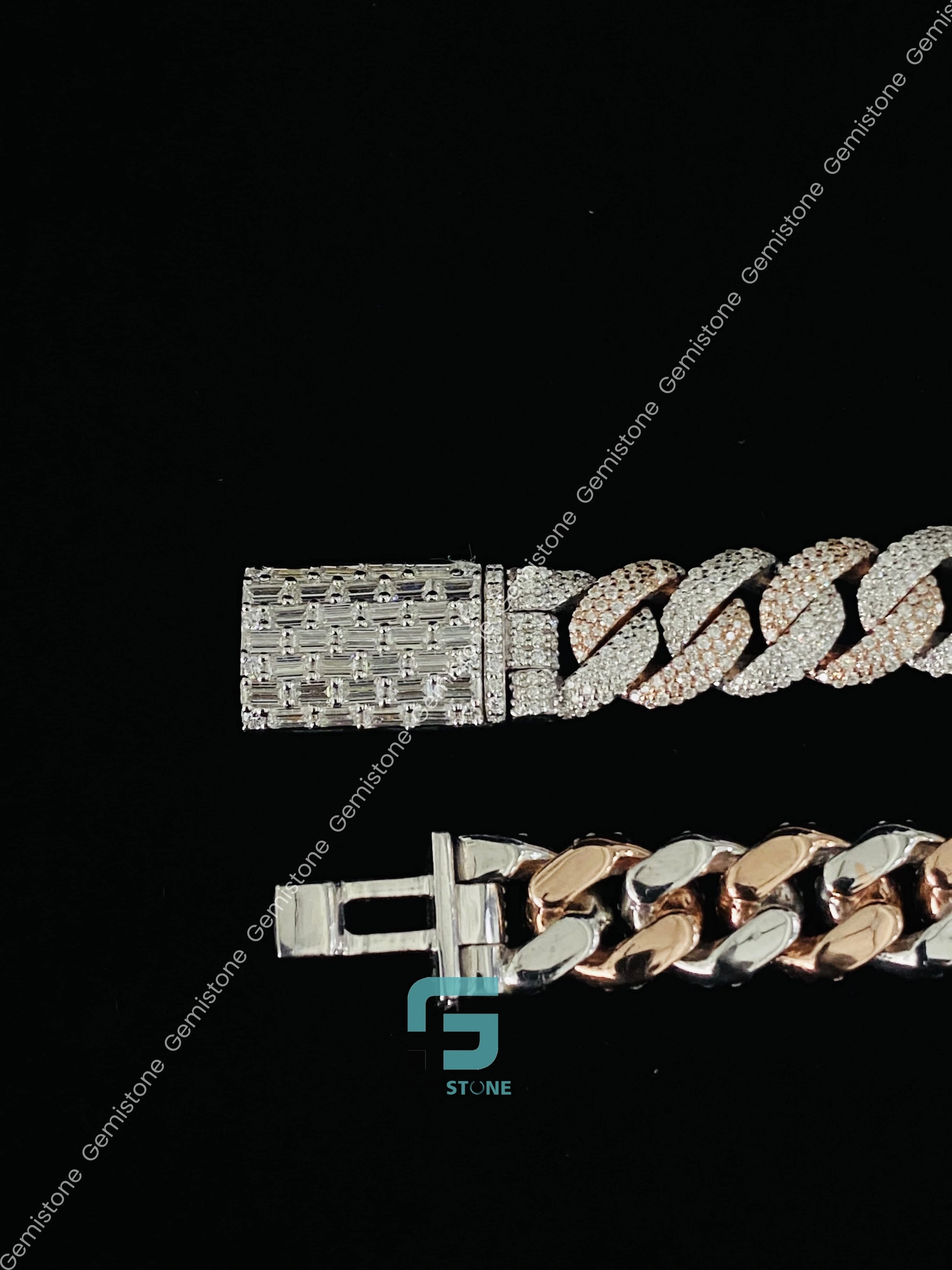 Fully Studded Moissanite Two Tone Cuban Link Bracelet