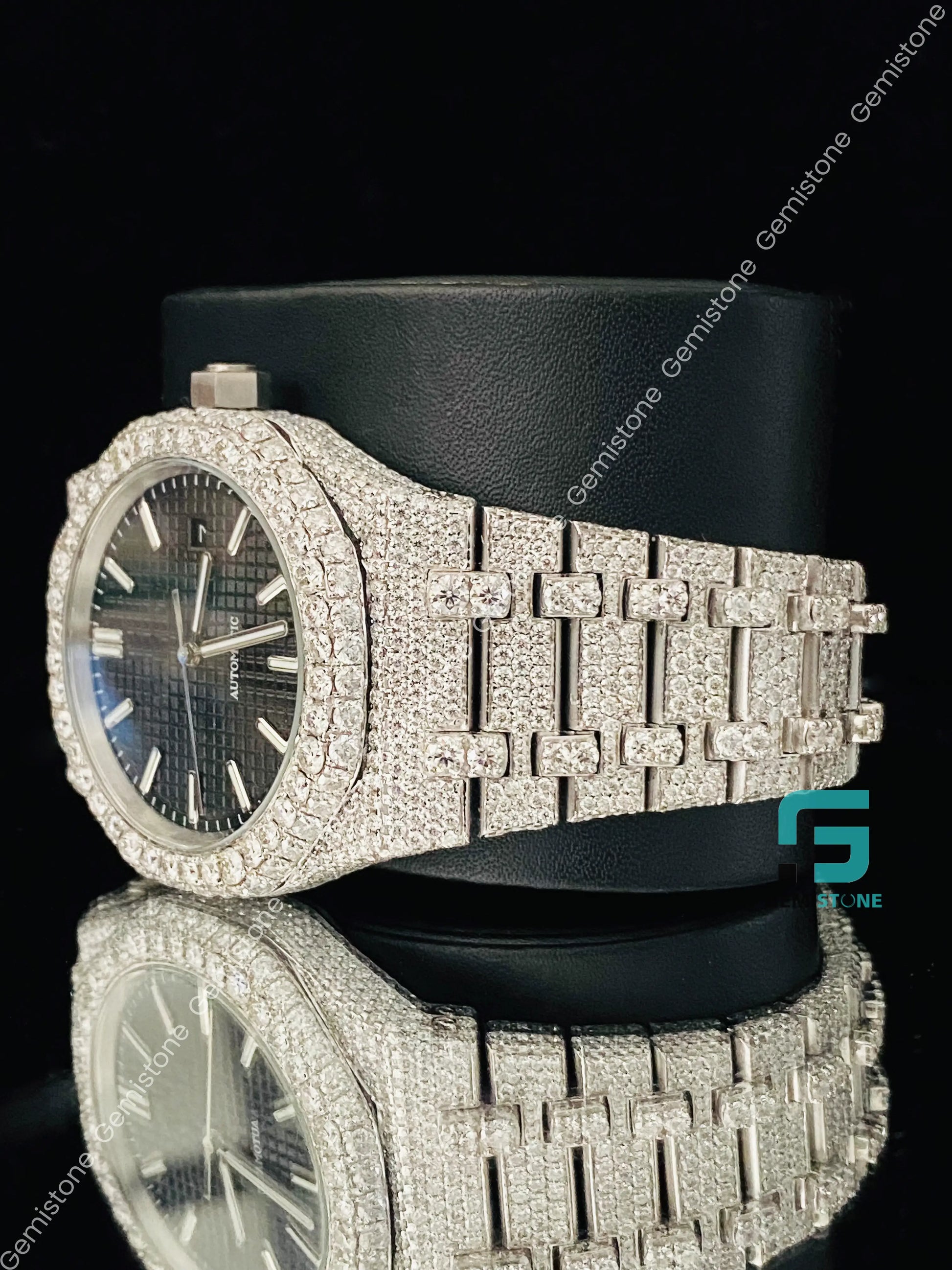 Fully Studded Moissanite Watch for Men_s