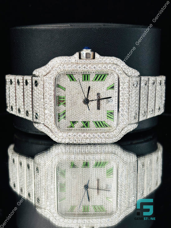 Fully Studded Roman Number Moissanite Watch