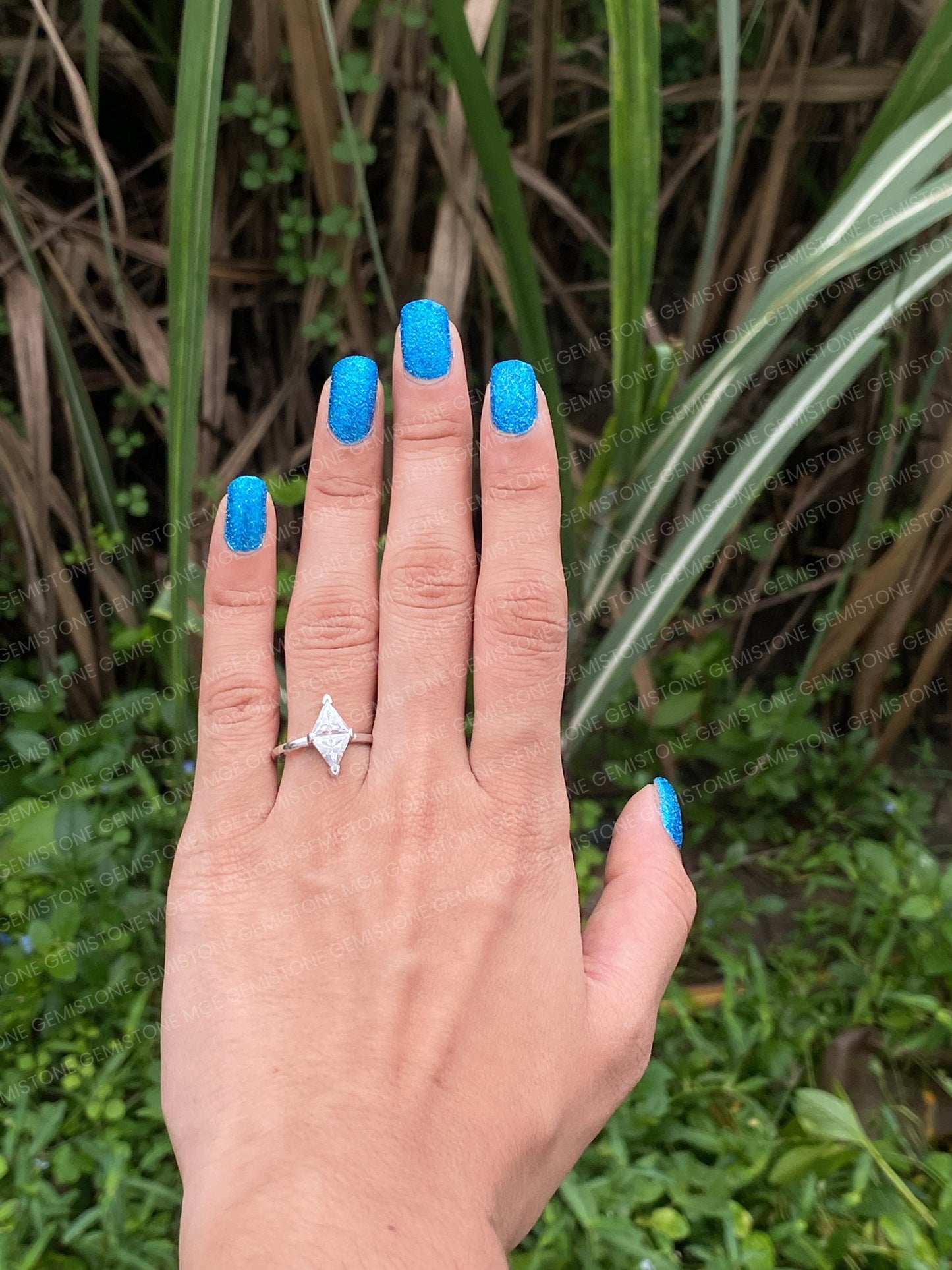 Two Stone Triangle Moissanite Geometrical Engagement Ring