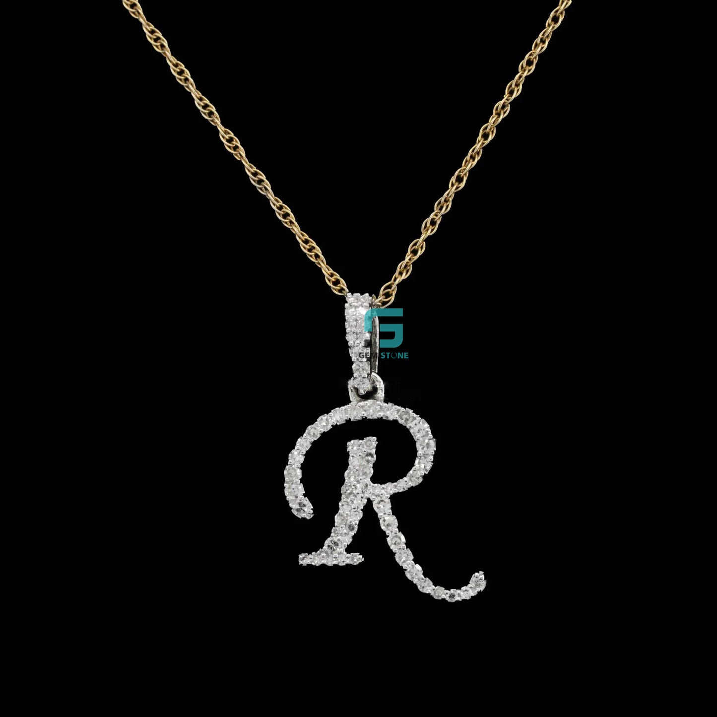14k Gold Buy Stylish Round Moissanite Diamond R Pendant For Gift