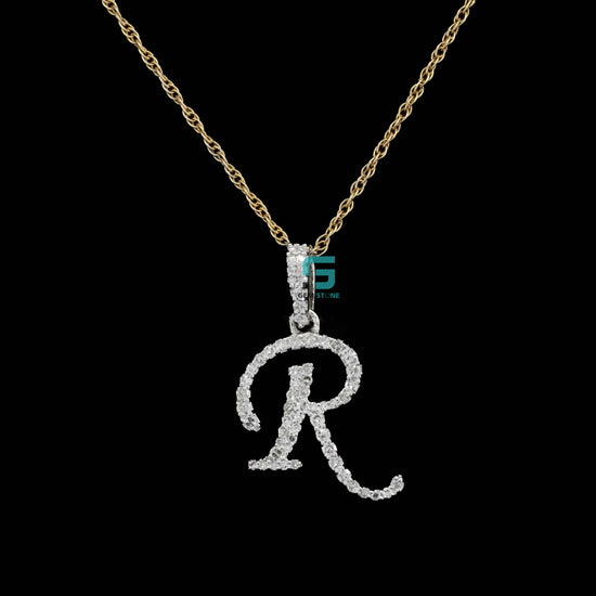 14k Gold Buy Stylish Round Moissanite Diamond R Pendant For Gift