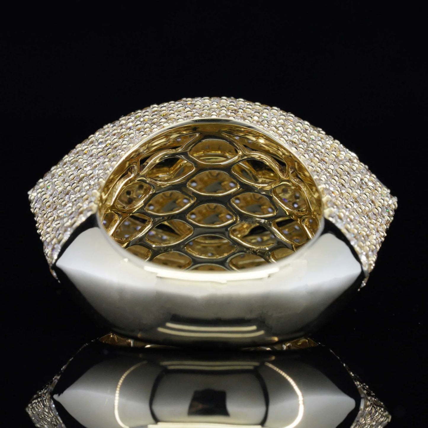 Mens 925 Silver Evil Eye Moissanite Iced Out Baguette Ring