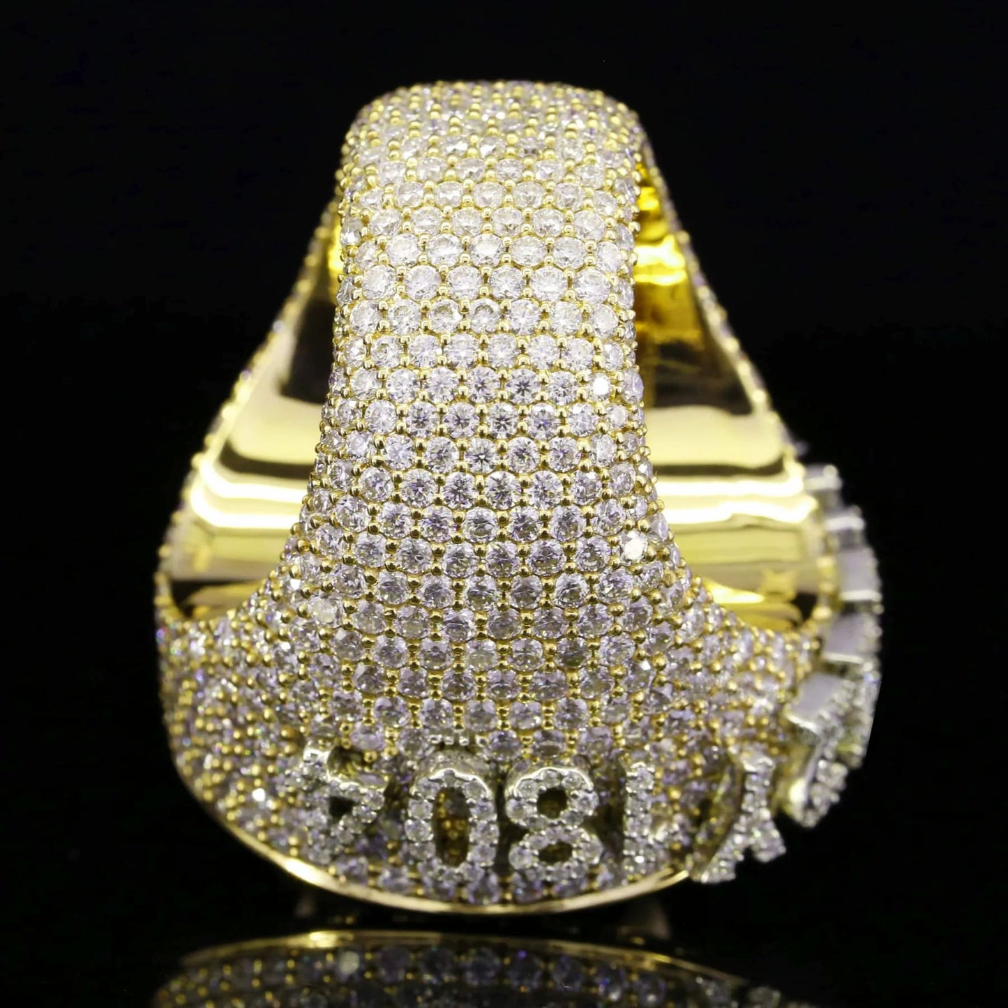 925 Silver Full Eternity Bust Down Moissanite V For Vendetta Ring