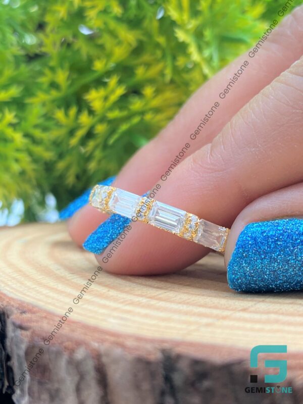 East West Moissanite Emerald Cut Diamond Band | Women's Wedding Band