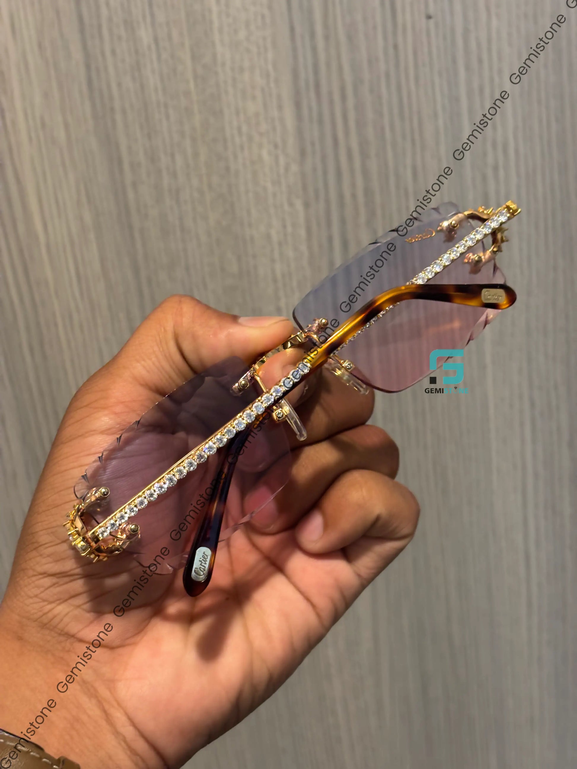 Gradiant Pink And Blue Moissanite Glasses
