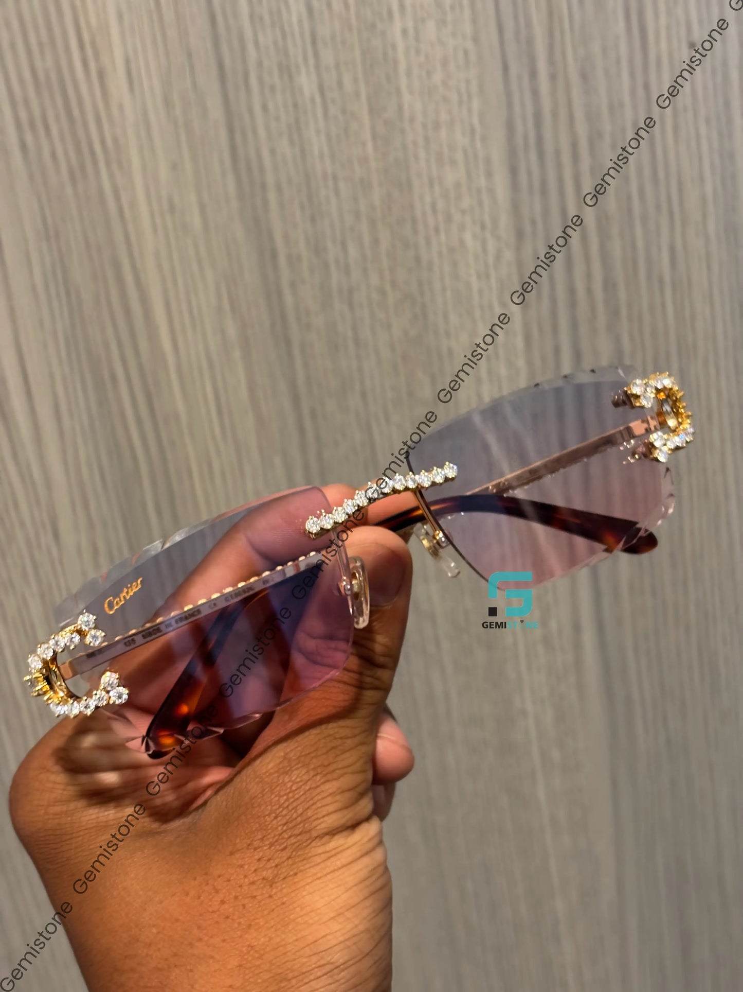 Gradiant Pink And Blue Moissanite Glasses For Unisex