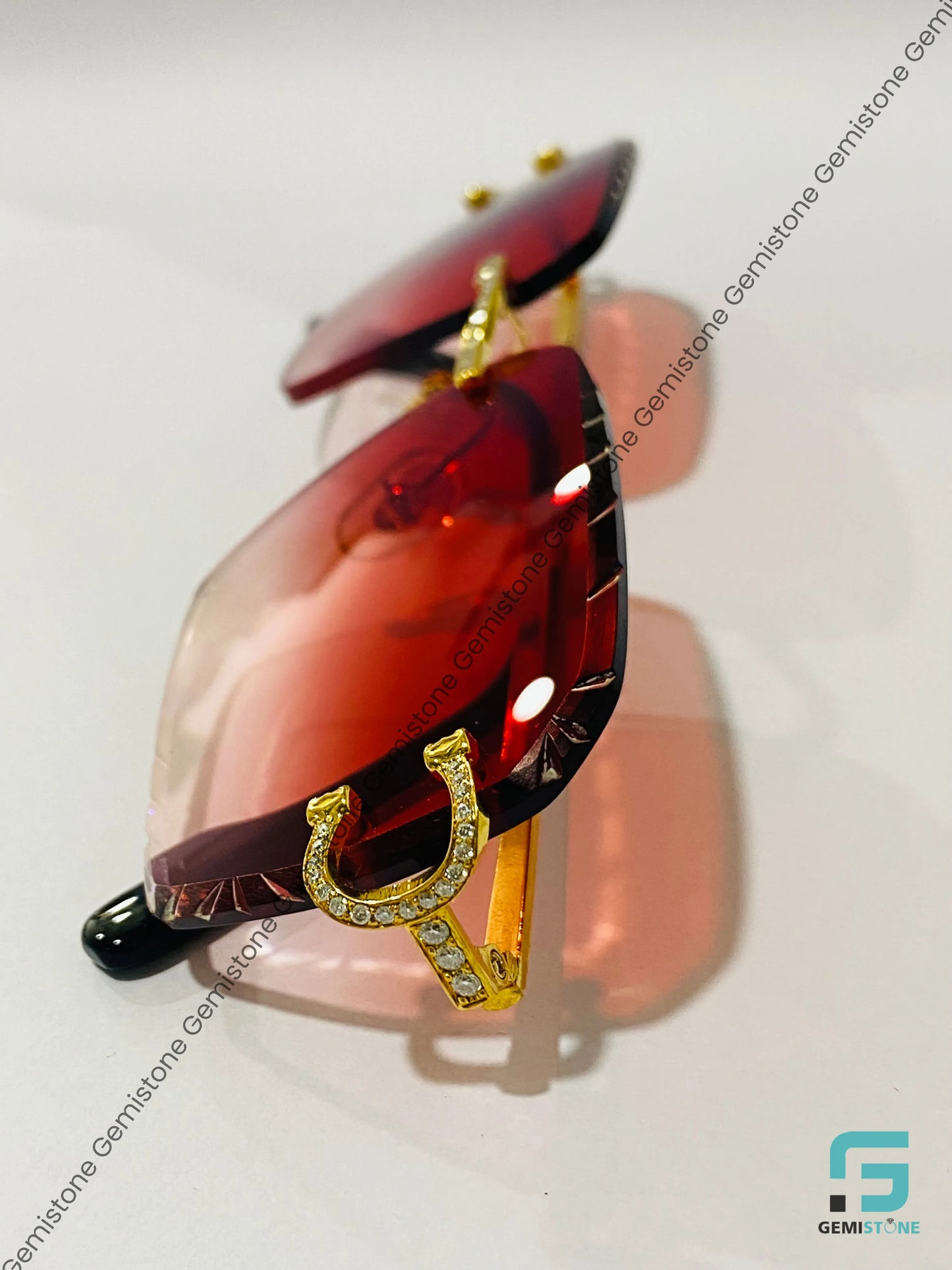 Gradient Red Two Tone Diamond Sunglasses