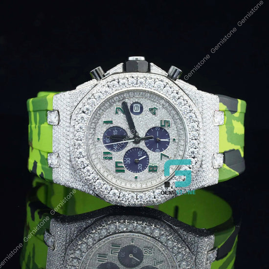 Green-Silicon-Belt-Diamond-Watch