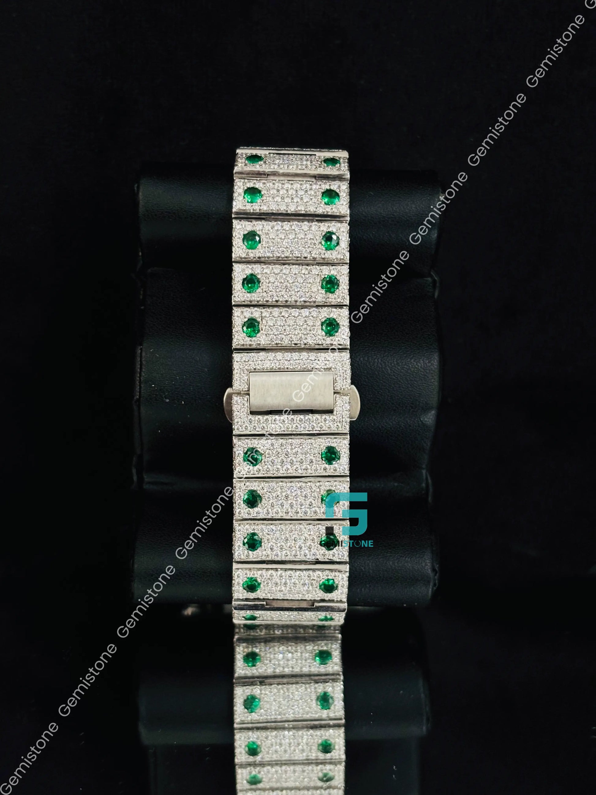 Green Diamond Studded Moissanite Cartier Iced Out Watch For Men