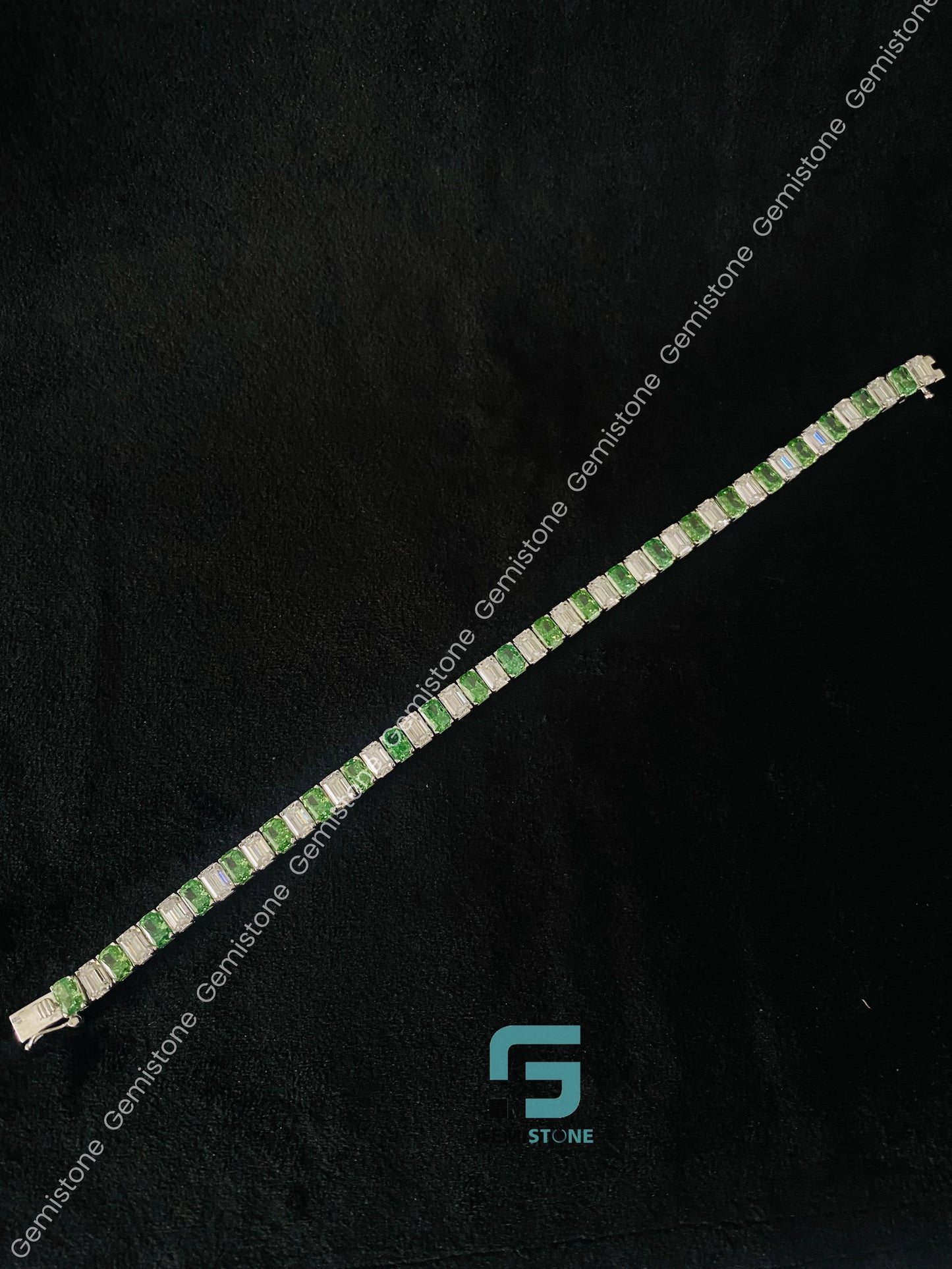 Green Emerald Iced Out Tennis Moissanite Diamond Bracelet