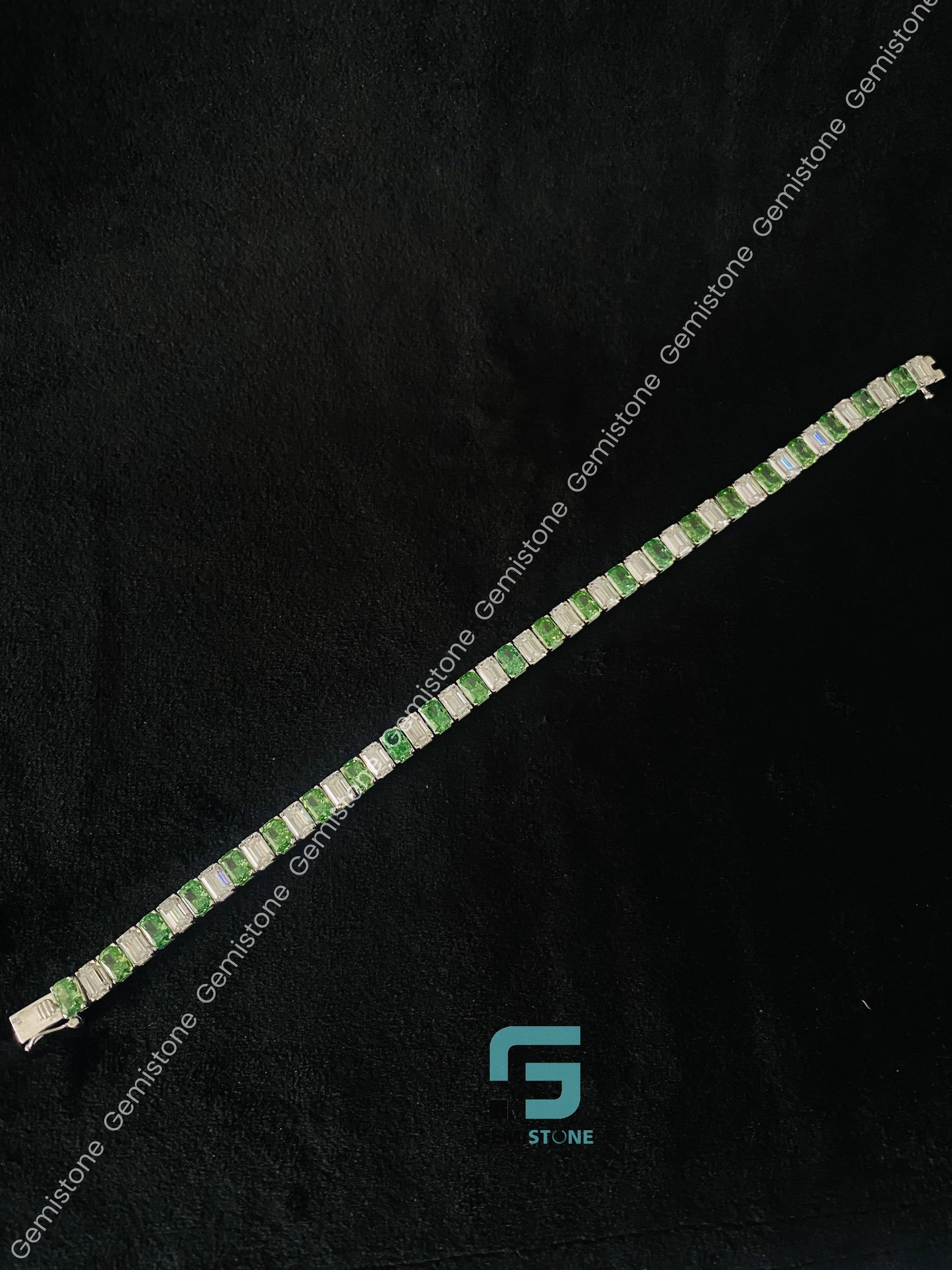 Green Emerald Iced Out Tennis Moissanite Diamond Bracelet