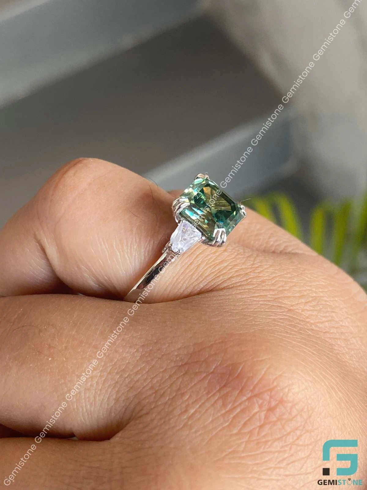 Green Moissanite Ring