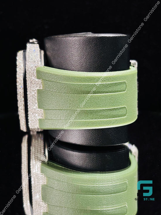 Green Silicon Belt Moissanite Watch